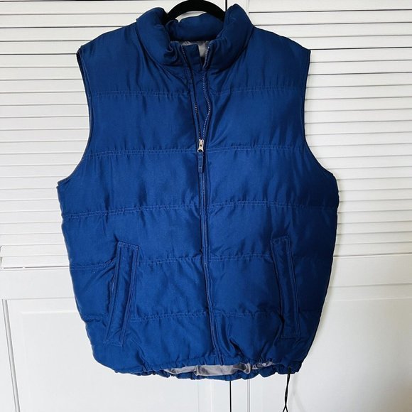 WEATHERCAST MENS POLYESTER FILLED BLUE VEST W/ZIPPER AND POCKETS SIZE M - Picture 4 of 5